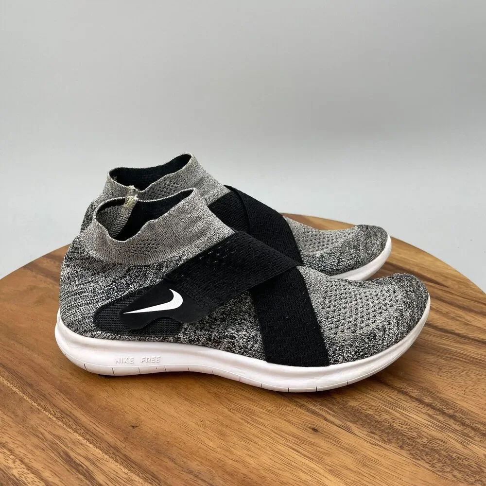 Nike Free RN Motion Flyknit Shoes Womens Size 8.5 Oreo Running Comfort Walking